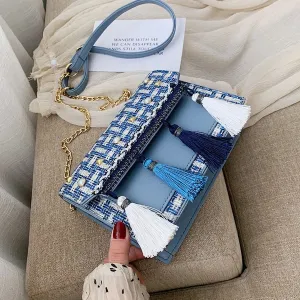 Stylish Mini Tassel Faux Pearls Crossbody Shoulder Bag